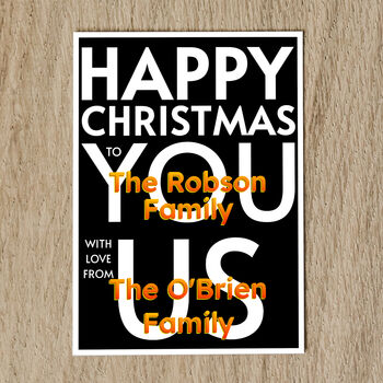 Personalised Family Names Christmas Card With Message, 2 of 8