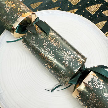 Deluxe Green Christmas Crackers Set Of Six, 3 of 5