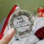 First Married Wreath Christmas Glass Bauble Decoration, thumbnail 4 of 10