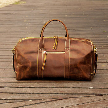 Genuine Leather Duffel Travel Bag, 5 of 9