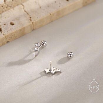 Sterling Silver Tiny Bat Wing Screw Back / Stud Earrings, 6 of 12