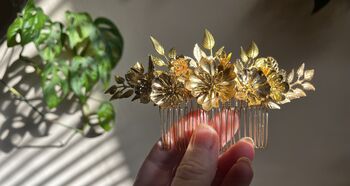 The Flora Veil Comb Leaf Flower Dramatic Hair Accessory Bridal, 8 of 8