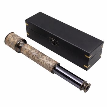 Personalised 16 Inch Gunmetal And Leather Telescope, 9 of 11