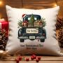 Personalised Christmas Vintage Truck Cushion – Choose Colour And Add Wording, thumbnail 3 of 9