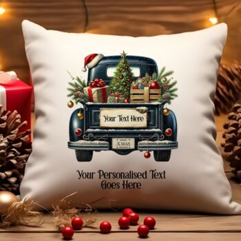 Personalised Christmas Vintage Truck Cushion – Choose Colour And Add Wording, 3 of 9