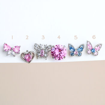Pink Crystal Screw On Flat Back Stud Earrings, 2 of 3