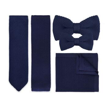 Navy Blue Diamond End Knitted Neck Tie In 100% Soft Polyester, 5 of 12