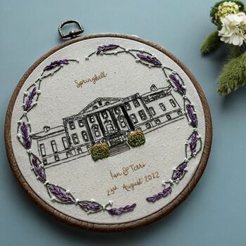 Personalised Embroidered Wedding Venue Portrait, 3 of 12