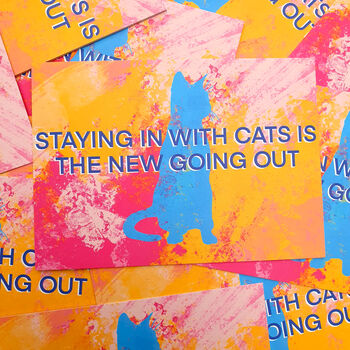 Staying In With Cats Is The New Going Out Postcard, 2 of 4