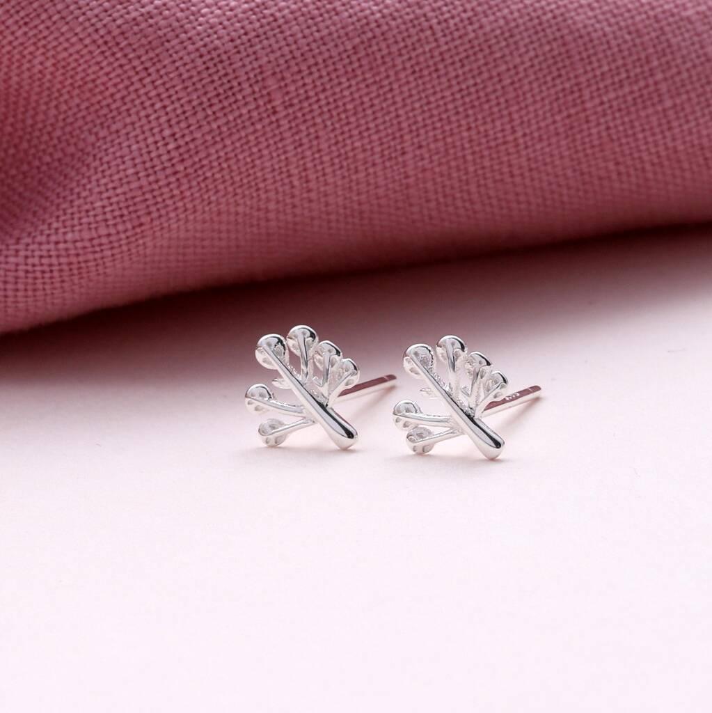 Sterling Silver Blossom Tree Earrings Studs By attic