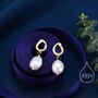 Genuine Fresh Water Pearl Drop Stud Earrings, thumbnail 2 of 9