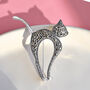 Marcasite Sterling Silver Cat Brooch, thumbnail 1 of 7