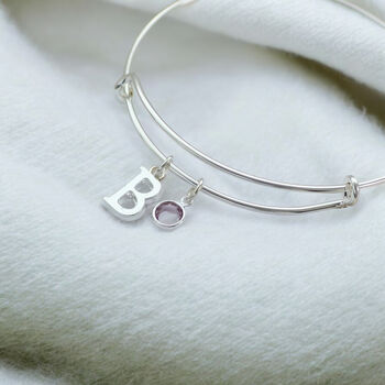 Personalised Initial Birthstone Bangle, 4 of 9