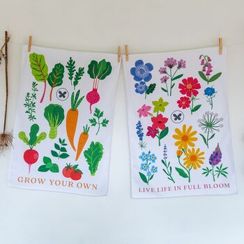 Tea Towel Vegetable Illustrations 100% Cotton, 5 of 6