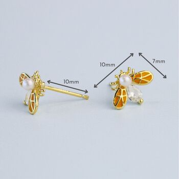 Gold Colour Sterling Silver Bee Stud Earrings, 2 of 4