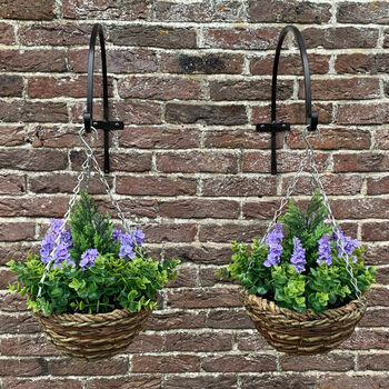 Set Of Two Artificial Topiary Lavender Hanging Baskets, 3 of 4