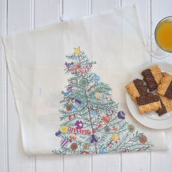 'Oh Christmas Tree' Linen T Towel, 2 of 4