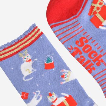 Women's Bamboo Socks Christmas Cats, 4 of 5