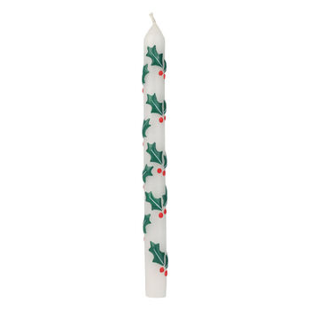 Pair Of Christmas Holly Hand Painted Extra Long Dinner Candles, 2 of 2