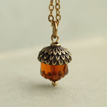 Burnt Orange Acorn Necklace, 5 of 8