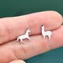 Mismatched Horse And Llama Stud Earrings In Sterling Silver, thumbnail 2 of 10