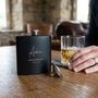 Personalised Script Engraved Black Metal Hip Flask Wedding, Groomsmen And Birthday Gift, thumbnail 3 of 12