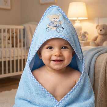Personalised Baby Hooded Towel Teddy Bear Bath Robe, 8 of 8