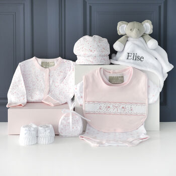 Personalised Elephant Comforter And Pink Baby Gift Set, 6 of 12
