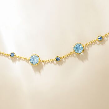 Blue Sapphire And Blue Topaz Bracelet In Sterling Silver And Gold Vermeil, 10 of 11