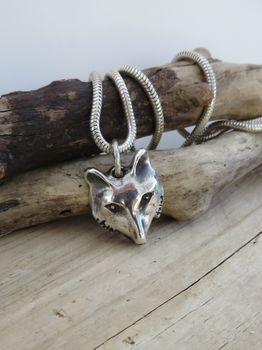 Solid Silver Fox Head Necklace, 3 of 7