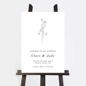 Simple Floral Wedding Welcome Sign, 2 of 3