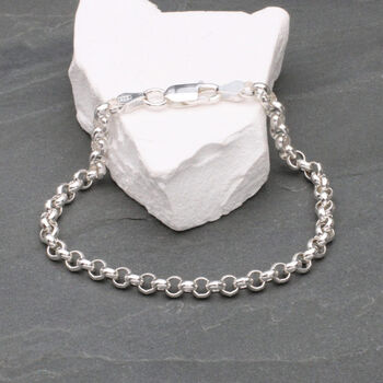 Men's Sterling Silver Round Belcher Chain Bracelet, 2 of 3