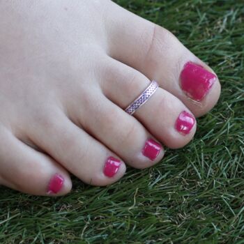 Purple Adjustable Pure Silver Bohemian Foot Toe Ring, 2 of 9