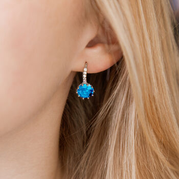 Light Blue Crystal Huggie Statement Earrings, 2 of 3