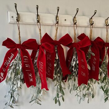 Glitter Mistletoe, Personalised Bow, Newly Wed Christmas Gift, 2 of 7