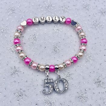 Personalised Birthday Bracelet Age Charm Bracelet, 7 of 12