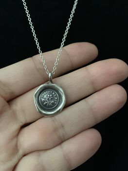 Forget Me Not Sterling Silver Wax Seal Necklace, 3 of 5