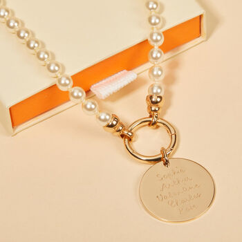 Personalised Large Lucky Charm White Pearl Necklace, 2 of 3
