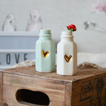 Porcelain Bottle With A Gold Heart And Red Rose, 2 of 12