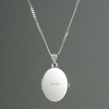 Personalised Name Sterling Silver Oval Locket Necklace, 2 of 10