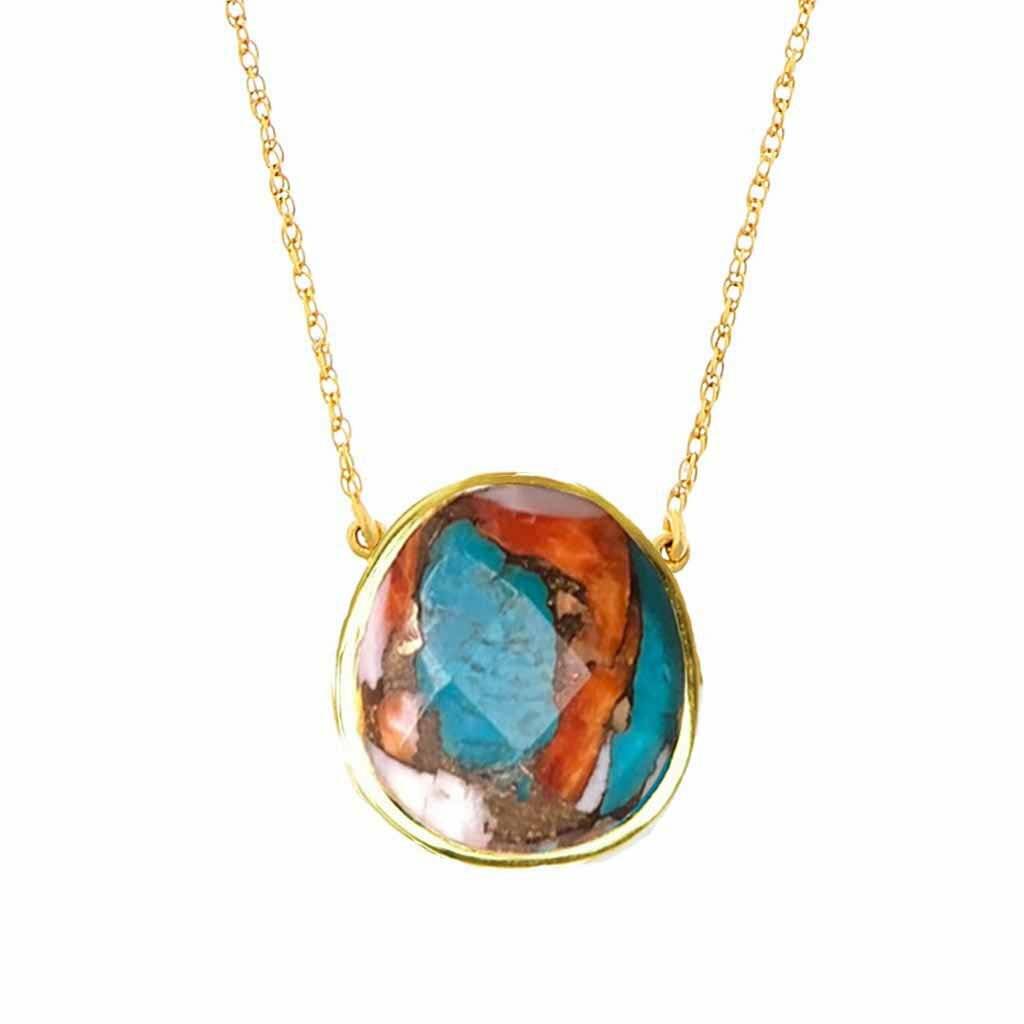 14k gold vermeil statement semi precious stone pendant by carrie ...