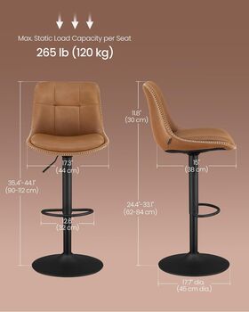 Set Of Two Bar Stools Swivel Chairs Synthetic Leather, 12 of 12