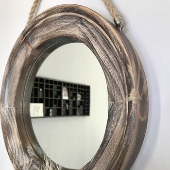 Round Wooden Hanging Mirror, 3 of 4