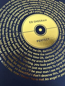 Personalised Foiled Record Song Lyric Print, 8 of 10