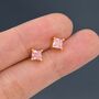 Princess Cut Tourmaline Pink Stud Earrings, thumbnail 7 of 12