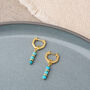 Linear Huggie Turquoise December Birthstone Earrings, thumbnail 3 of 8