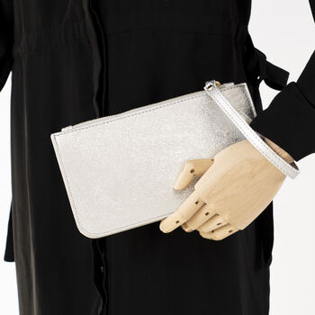 Metallic Leather Clutch Purse With Wrist Strap, 2 of 12