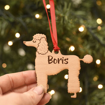 Poodle Personalised Dog Wooden Christmas Decoration, 7 of 7