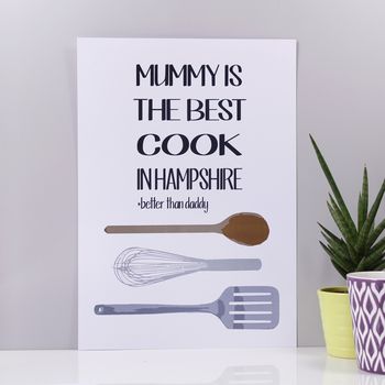Personalised 'Mummy Is The Best Cook' Print, 8 of 9