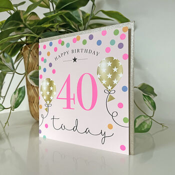 Balloon Brights 40th Birthday Card Pink, 2 of 2